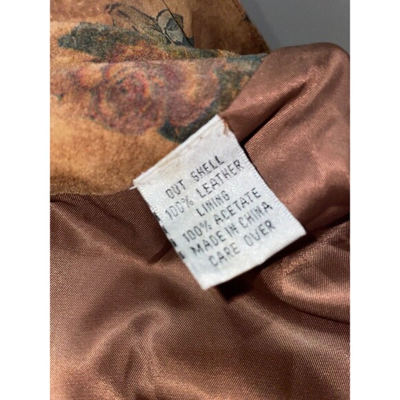 VS2 Women’s Genuine Suede Floral Jacket size S Snap Front Stand Collar Shacket - Picture 10 of 12